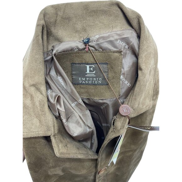 Emporio Fashion Men's Faux Suede Leather Jacket Camel Brown Size XL New - Picture 6 of 9
